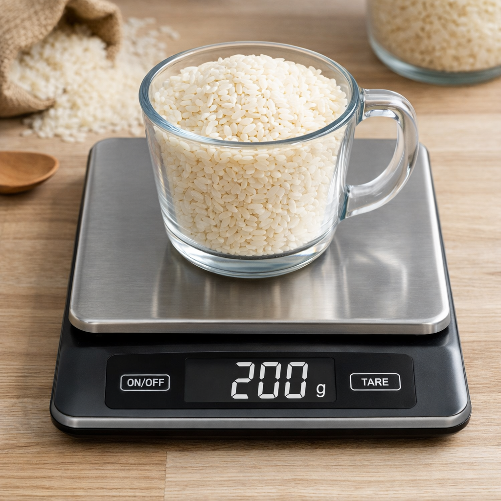 equivalencia de arroz en taza y gramos