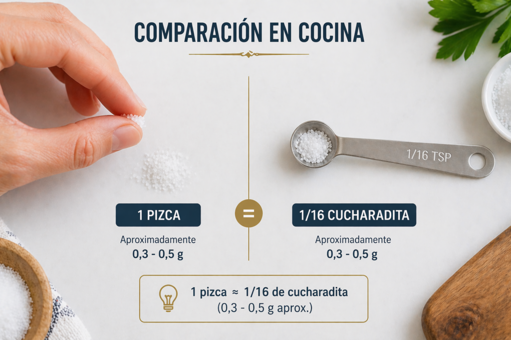 comparación entre pizca y cucharadita en cocina