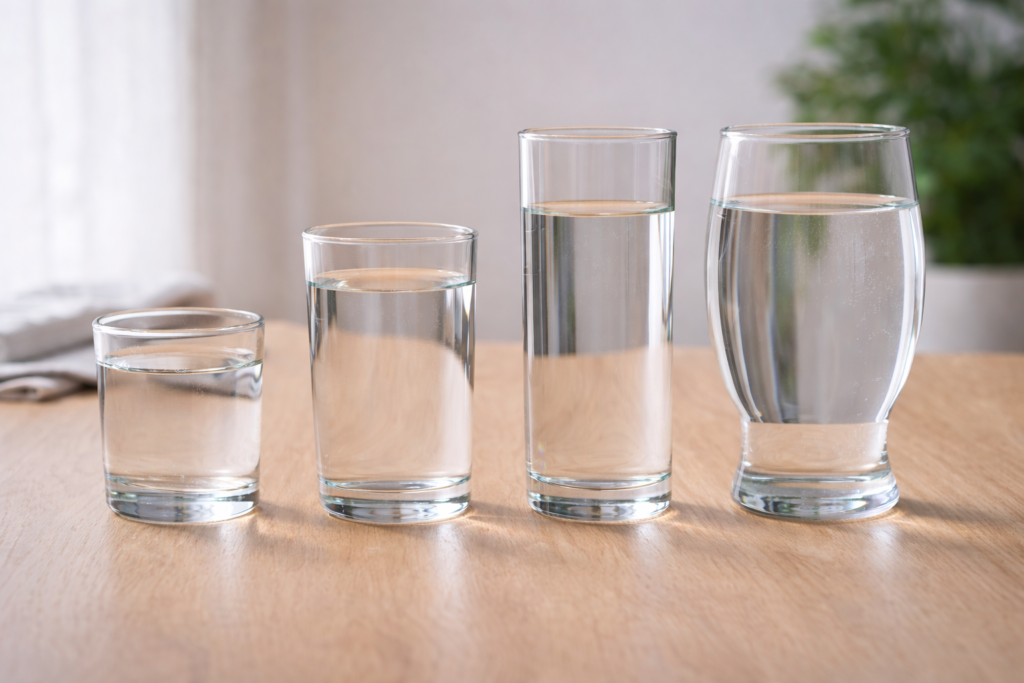 tipos de vasos y sus capacidades en ml