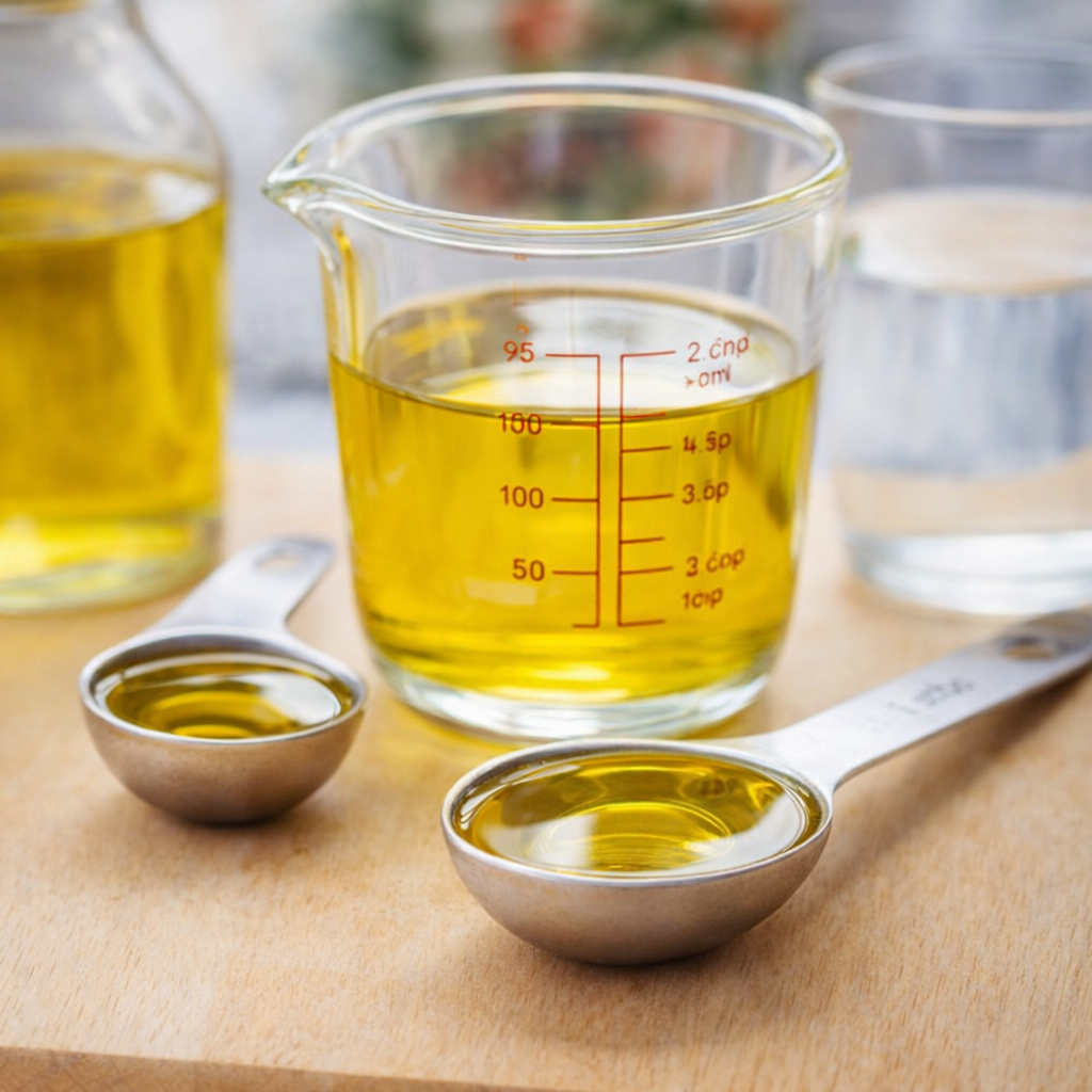 equivalencias para medir aceite con cucharas y vaso medidor en ml
